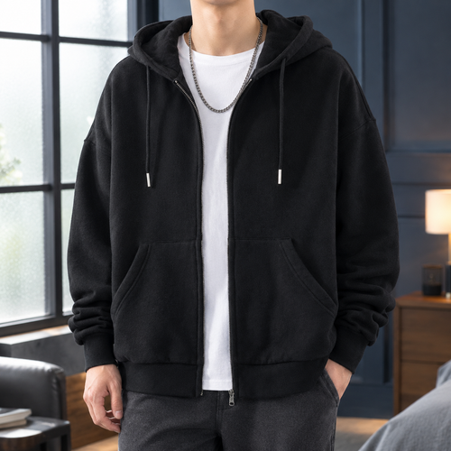 Matteo Zip-Up Hoodie - Black