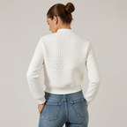 Womens Embossed Bomber Jacket in white, view 4