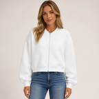 Womens Textured Zip Jacket in white, view 2