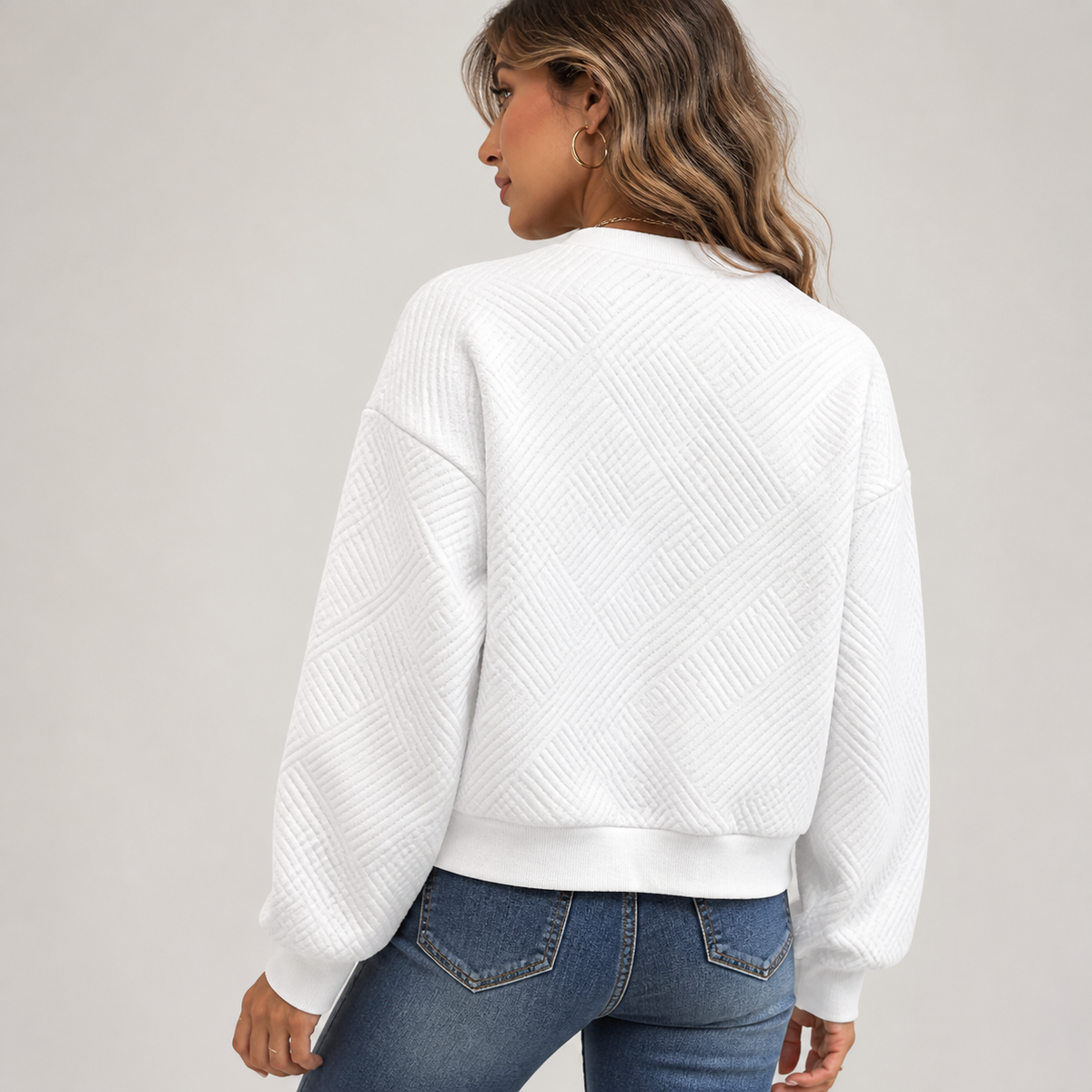 Womens Textured Zip Jacket in white, view 4