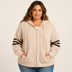 Womens Plus Size Hooded Jacket in apricot, view 2
