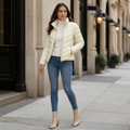 Womens Lightweight Quilted Jacket in milky, view 1