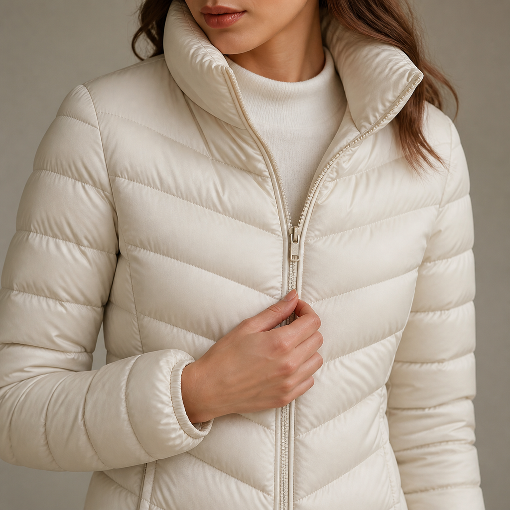 Womens Lightweight Quilted Jacket in milky, view 3