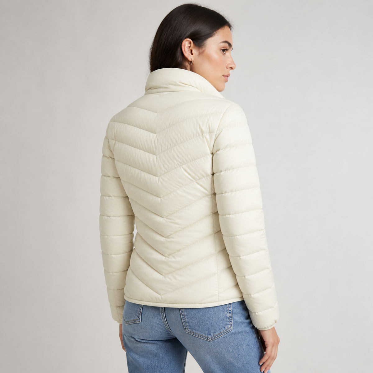 Womens Lightweight Quilted Jacket in milky, view 4