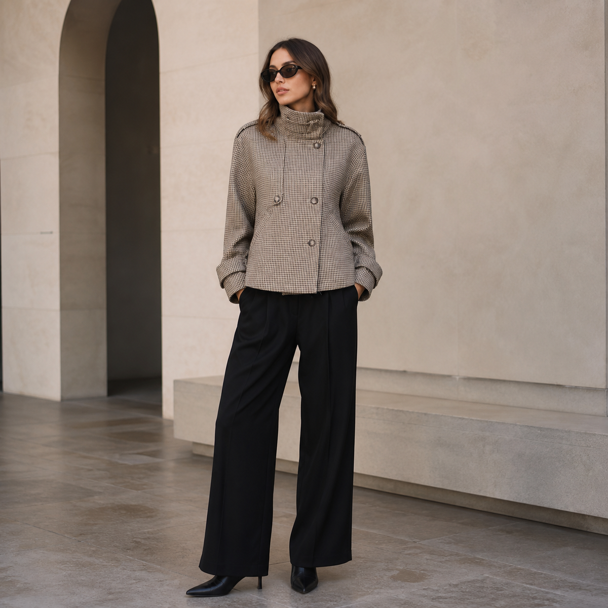 Womens Houndstooth Jacket in mixed colours, view 1