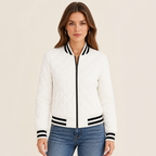 Womens Quilted Bomber Jacket in white, view 2