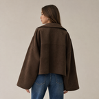 Womens Oversized Suede Look Jacket in coffee brown, view 4