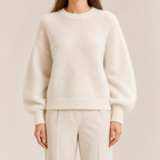 Womens Balloon Sleeve Jumper in milky, view 2