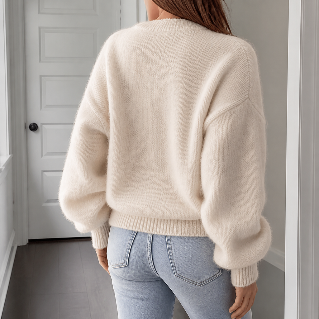 Womens Balloon Sleeve Jumper in milky, view 4