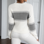 Womens Colour Block Jumper in white and grey, view 4