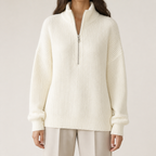Womens Half Zip Jumper in white, view 2